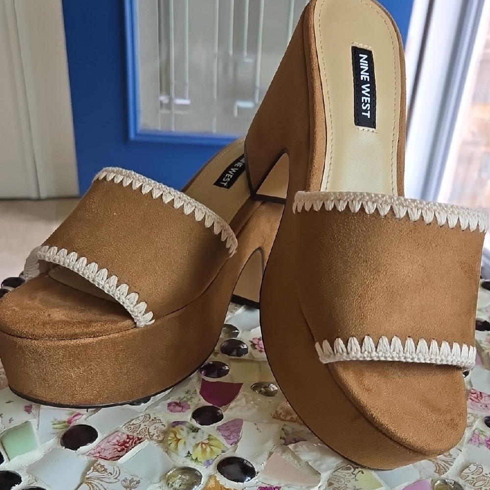 Nine West Brown Platform Sandals